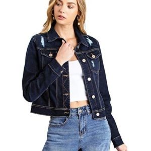 NWT distressed denim jacket